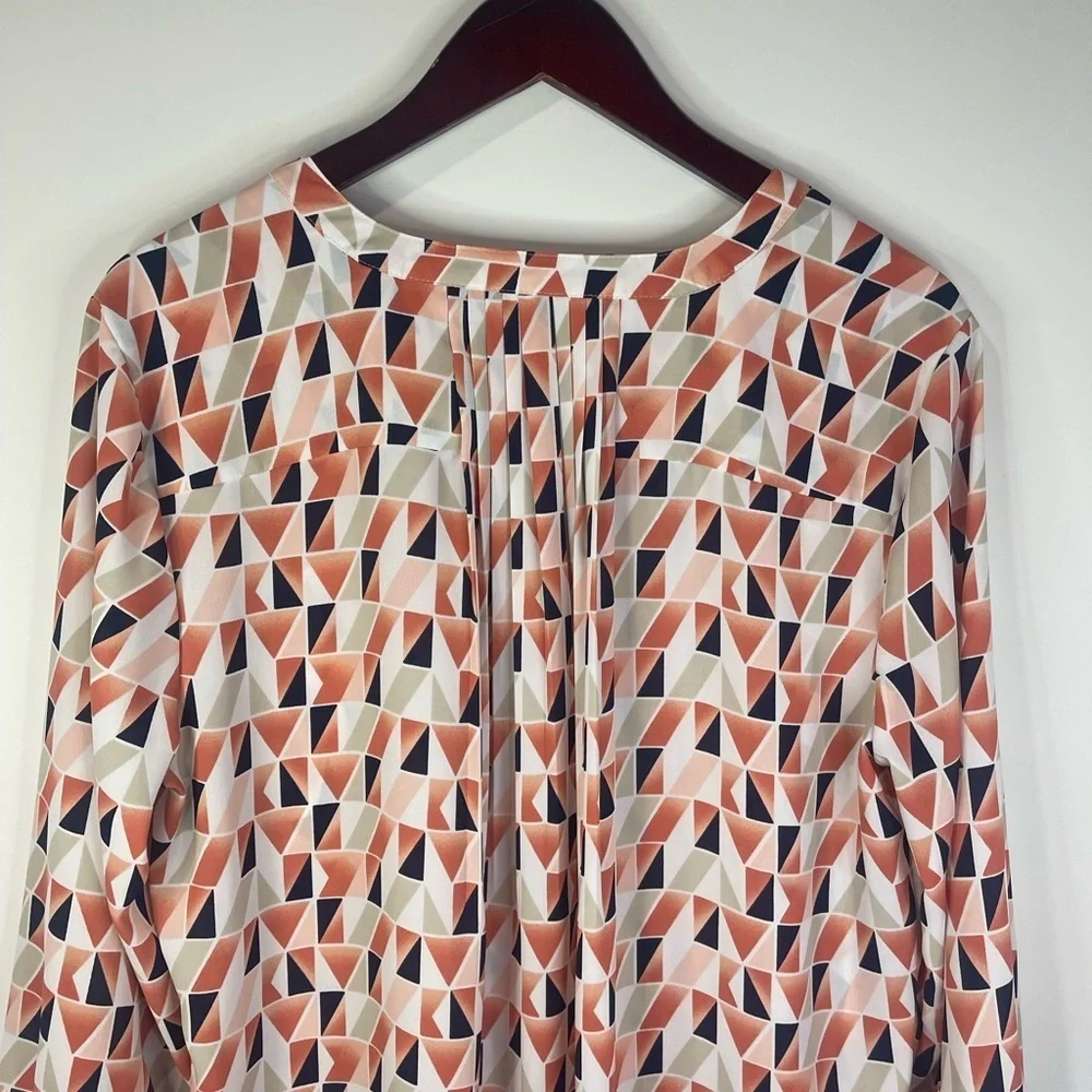 JM Collection Geometric Print Blouse in Orange and Black - Picture 8 of 8